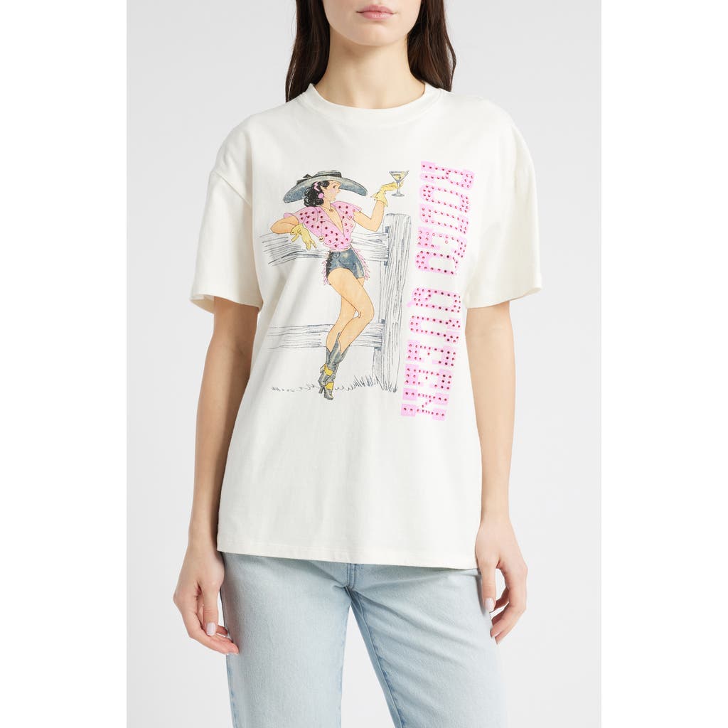 Shop Vinyl Icons Rodeo Queen Embellished Cotton Graphic T-shirt In Marshmallow