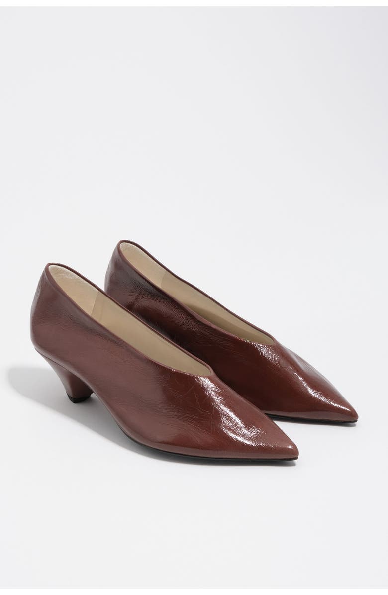 Bimba y Lola Leather Mid-Heel Shoe., Alternate, color, Brown