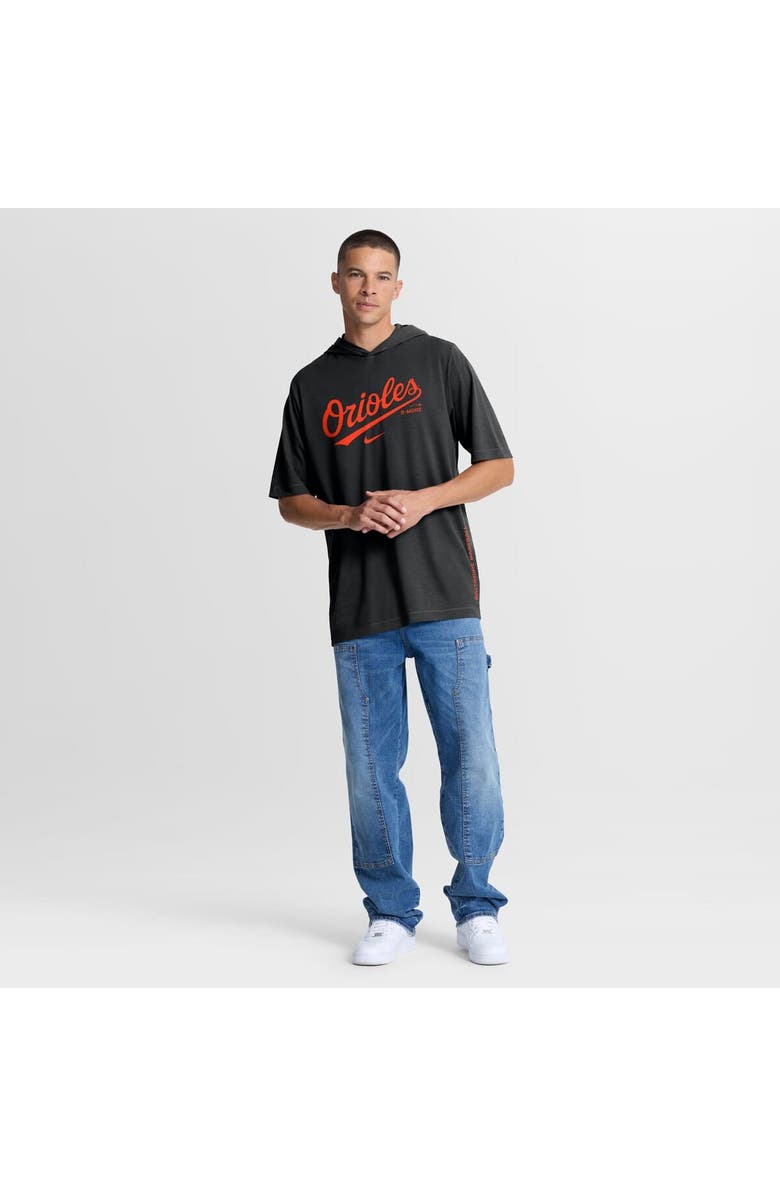 Nike Men's Nike Black Baltimore Orioles Arched Wordmark Tri-Blend Hooded T-Shirt, Alternate, color, Black