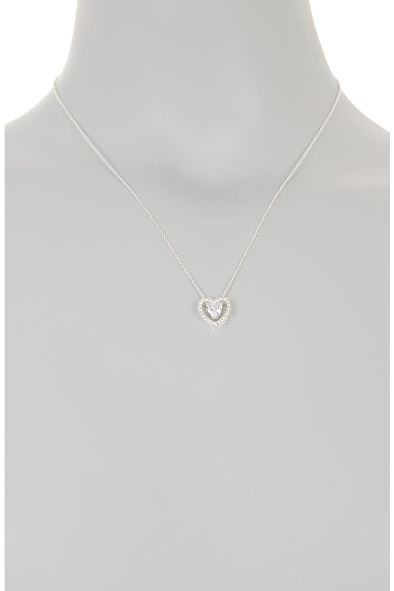 CZ Heart Pendant Necklace & Earrings Set, Alternate, color, SILVER