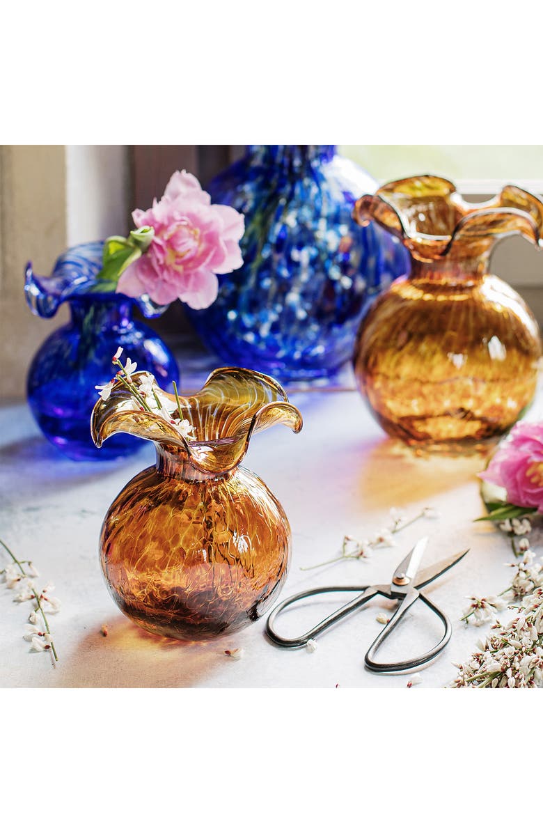 VIETRI Hibiscus Glass Brown Tortoiseshell Bud Vase, Alternate, color, Brown