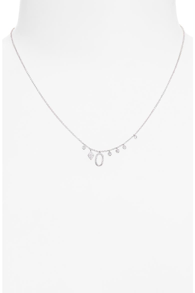 Diamond Charm Necklace, Alternate, color, WHITE GOLD