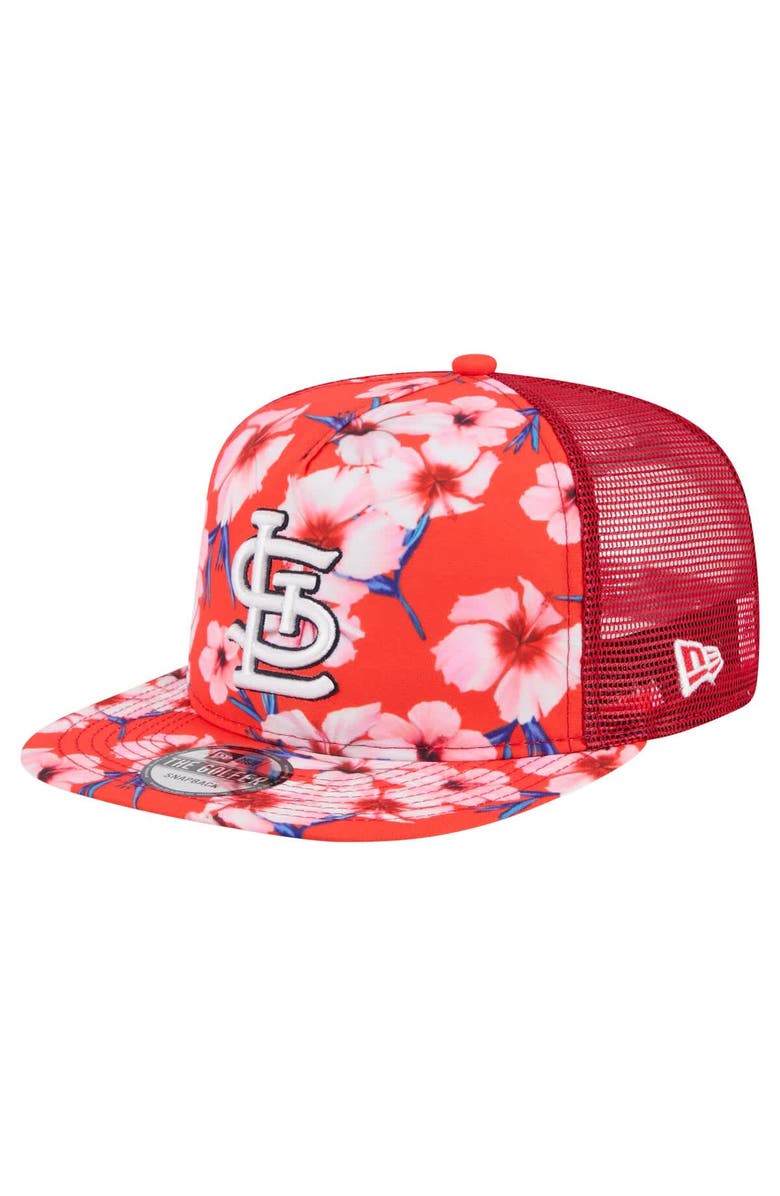 New Era Men's New Era Red St. Louis Cardinals Adventure Pattern Golfer Trucker Snapback Hat, Main, color, Red