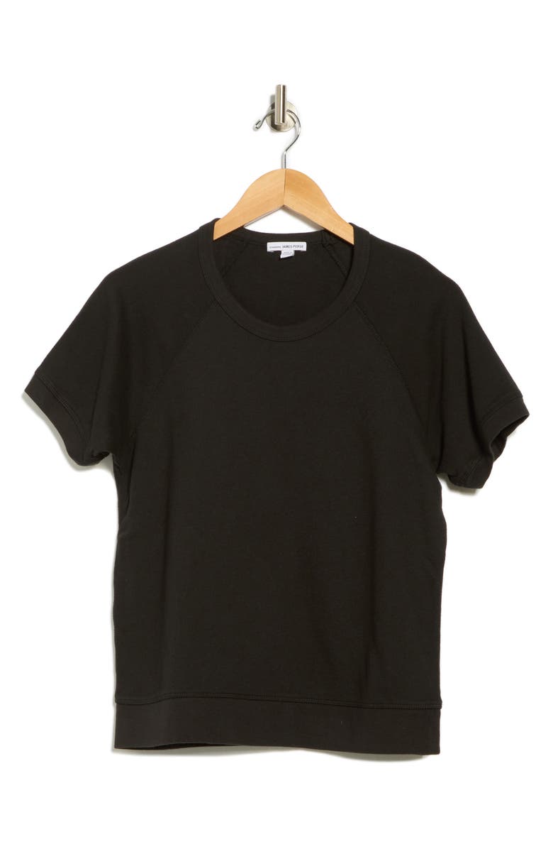 James Perse Short Sleeve Cotton Pullover, Alternate, color, Black