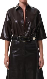 Citizens of Humanity Frances Cape Crop Faux Leather Shirt