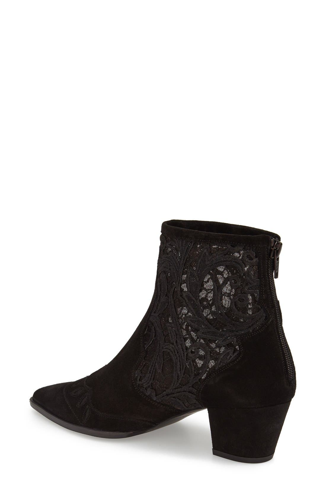 Topshop 'Alegra' Lace Pointy Toe Boot, Alternate, color, 