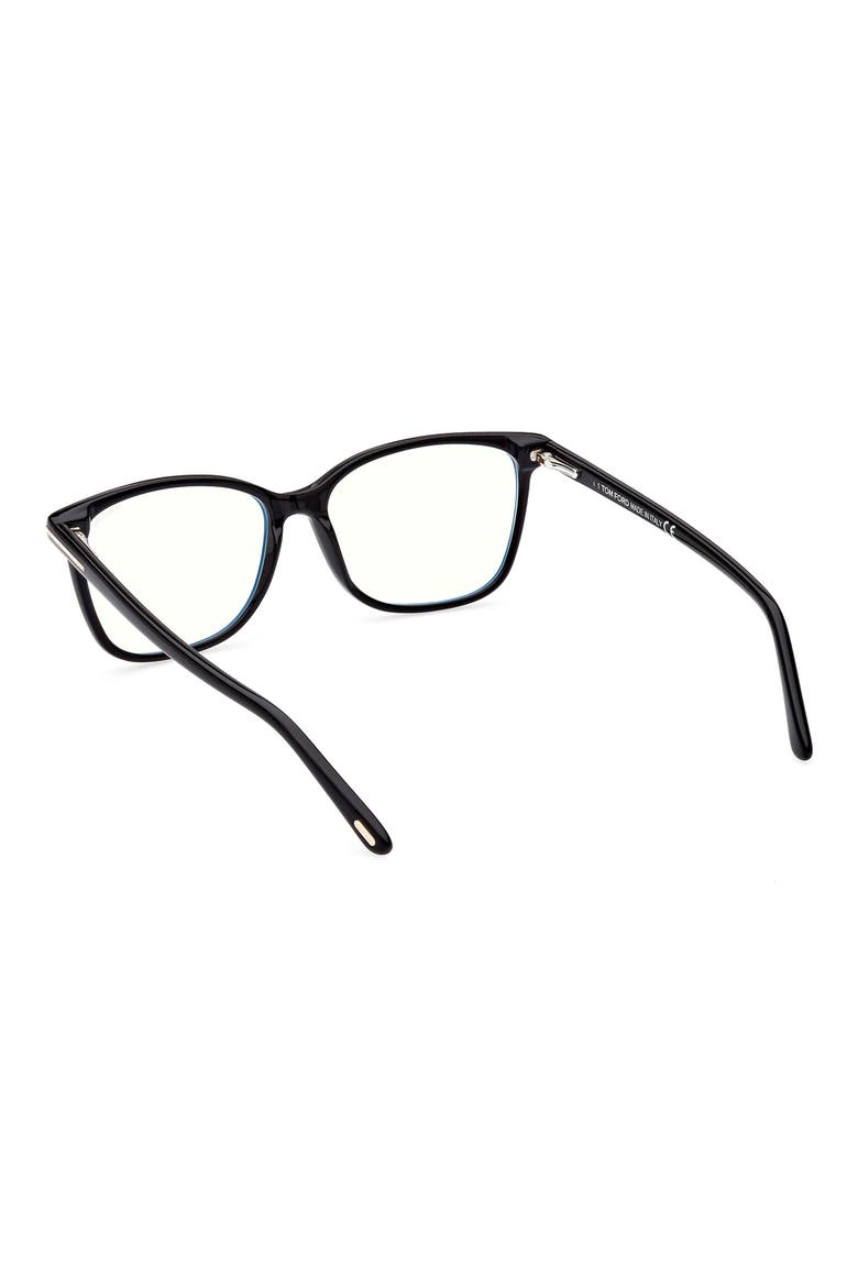 56mm Rectangular Blue Light Blocking Glasses, Alternate, color, SHINY BLACK
