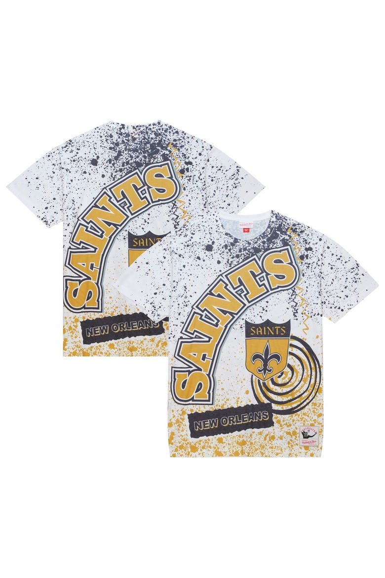 Men's Mitchell & Ness White New Orleans Saints Team Burst Sublimated T-Shirt, Main, color, White