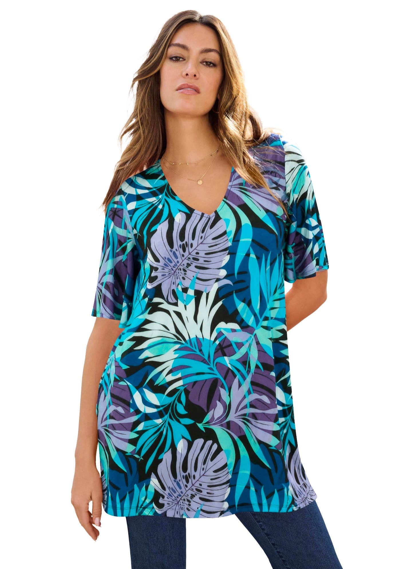 DEEP TURQUOISE TOSSED LEAVES