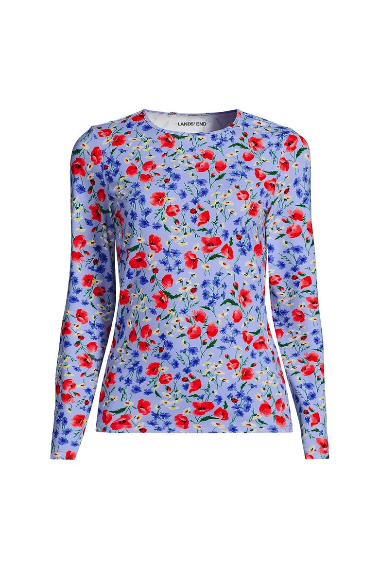 Sunshade Upf 50 Long Sleeve Rash Guard Swim Tee, Alternate, color, Soft Cloud Blue Poppy Floral