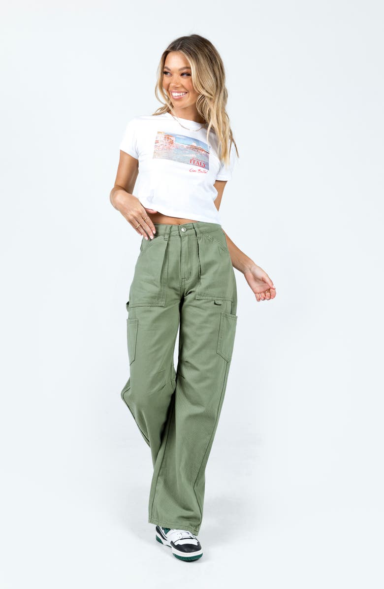 Princess Polly Italy Love Organic Cotton Crop Graphic T-Shirt, Alternate, color, White