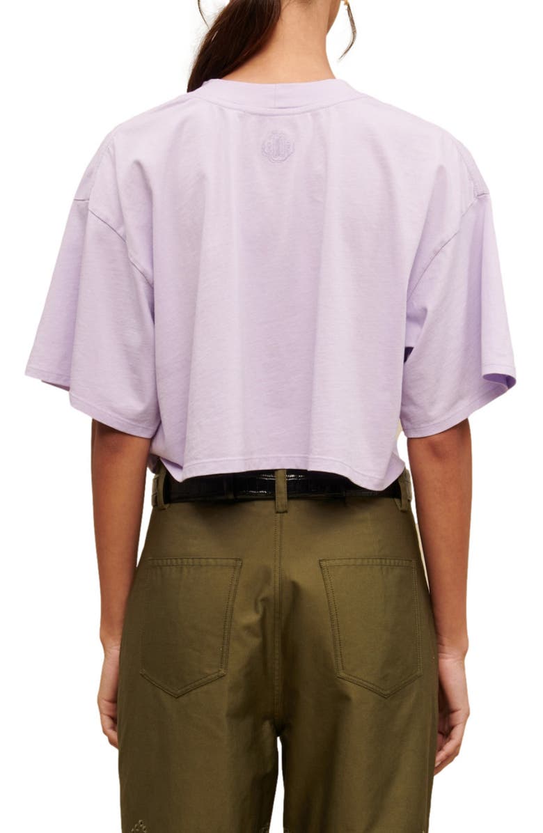 maje Aloha Crop Cotton Graphic T-Shirt, Alternate, color, Parme