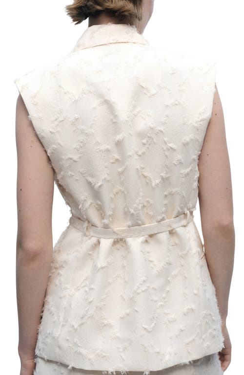 Mango Textured Belted Vest In Off White