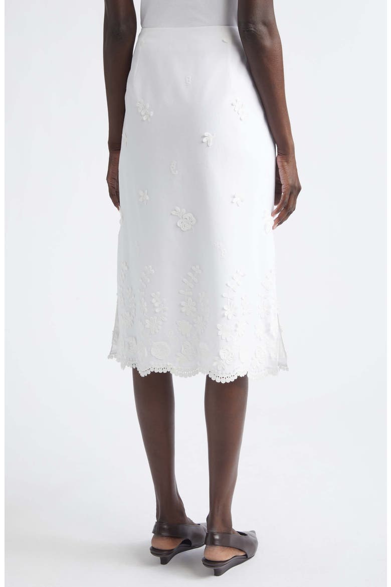 Malik Floral Appliqué Midi Skirt, Alternate, color, OPTIC WHITE