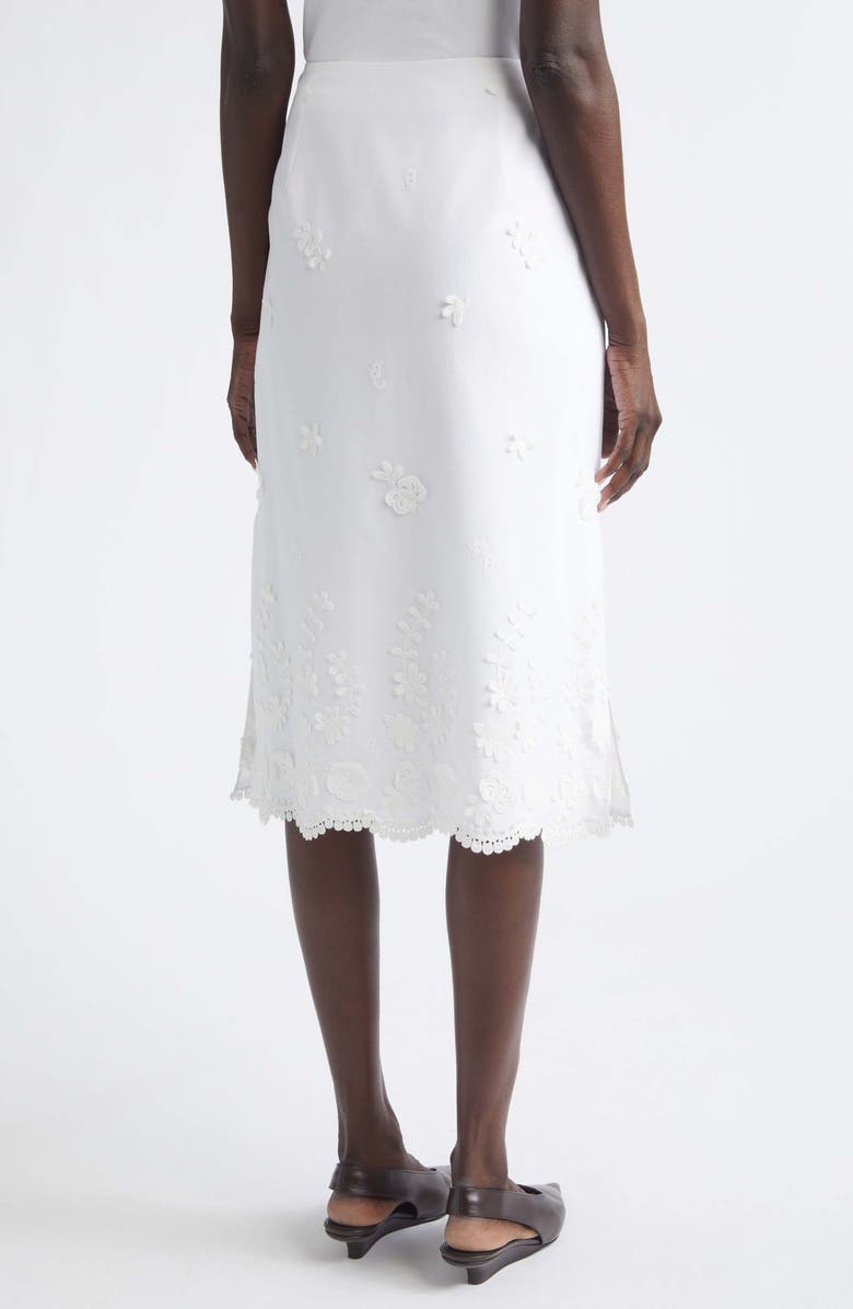 Altuzarra Malik Floral Appliqué Midi Skirt, Alternate, color, Optic White