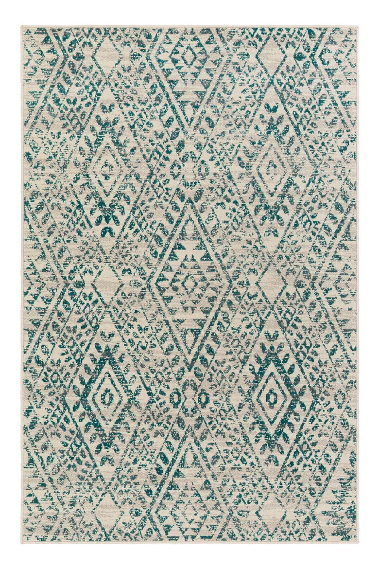 Stretto Global Geo Rug, Main, color, TEAL/ GREY