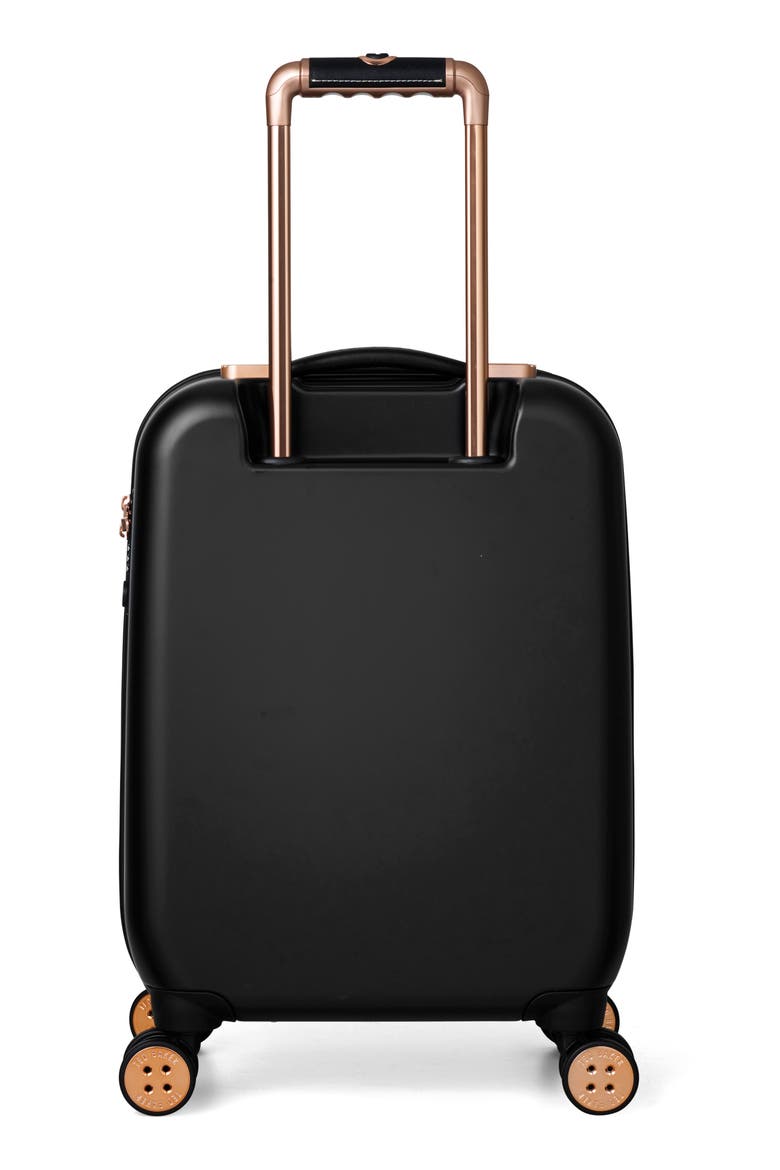 Small Beau 22-Inch Bow Embossed Four-Wheel Trolley Suitcase, Alternate, color, BLACK