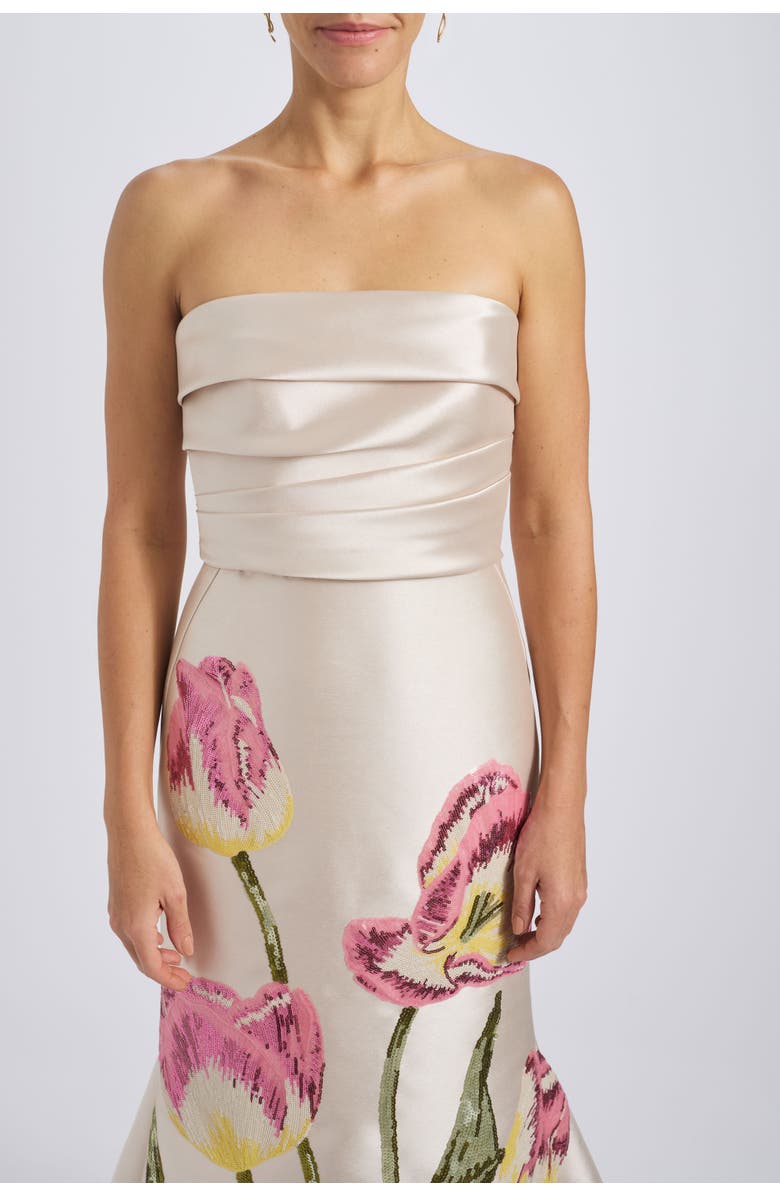 Amsale Sequin Appliqué Gown, Alternate, color, Champagne