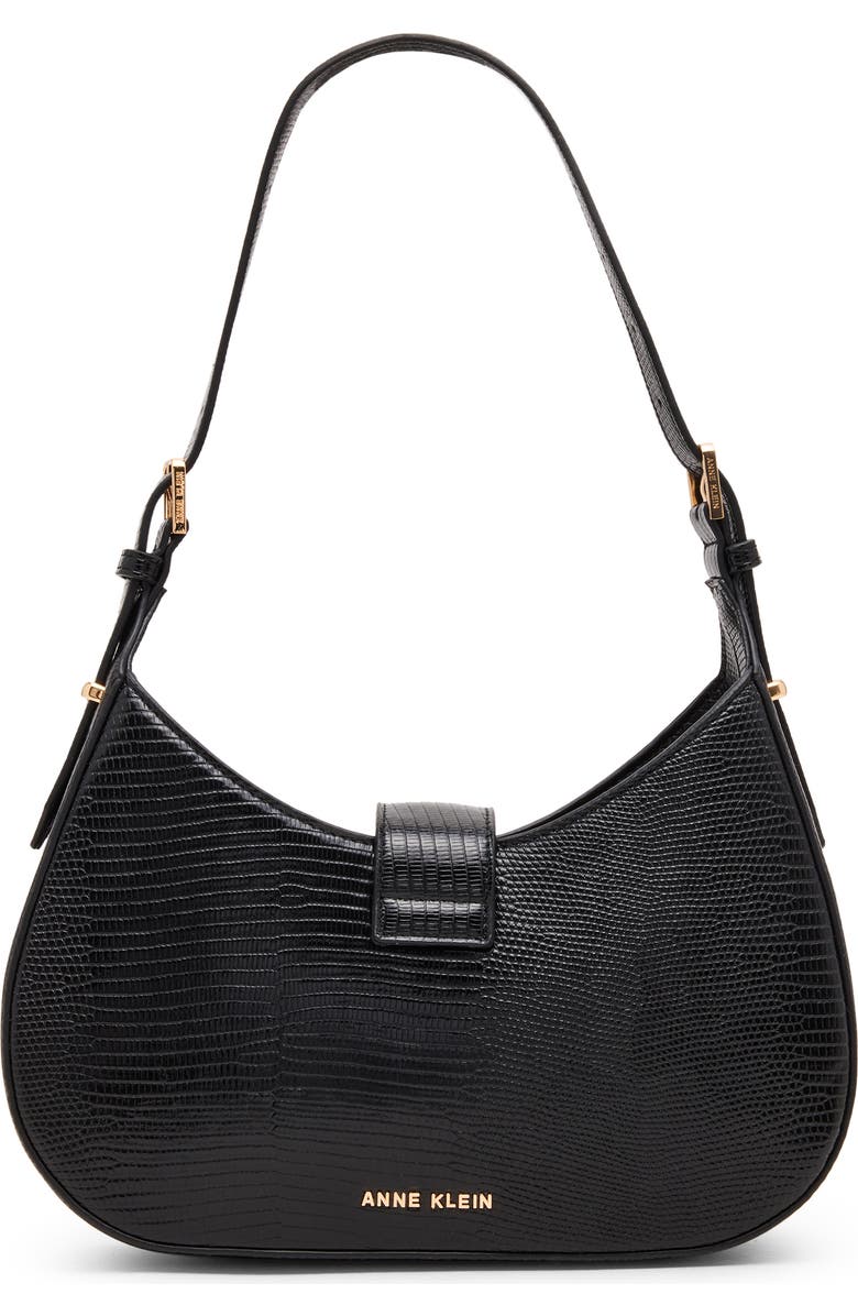 Anne Klein Curved Shoulder Bag, Alternate, color, Black