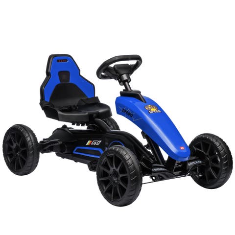 Kids Pedal Go Kart with Adjustable Seat Swing Axle Handbrake Shock Absorbing Wheels