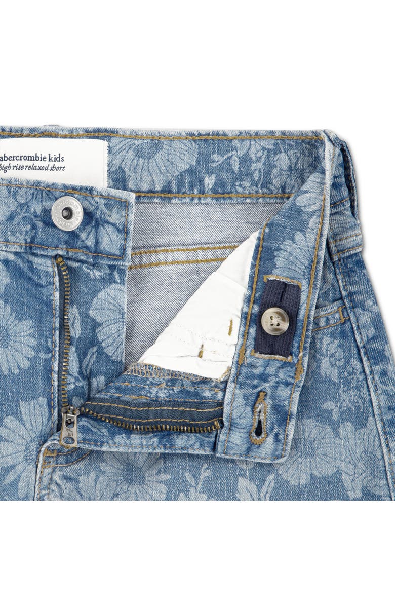 abercrombie kids Kids' Relaxed Floral Denim Shorts, Alternate, color, Floral Blues
