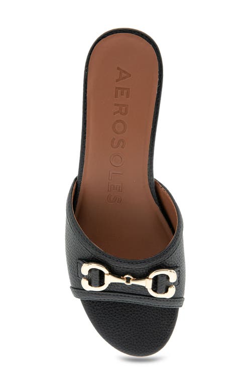 Shop Aerosoles Wava Wedge Slide Sandal In Black Pebbled Faux Leather