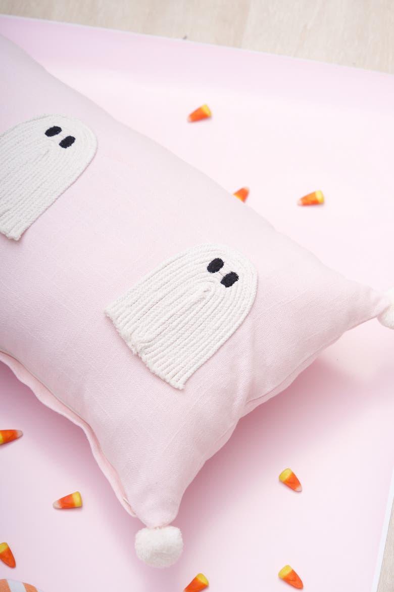 Cute Roped Ghosts Halloween Lumbar Accent Pillow, Alternate, color, Pink
