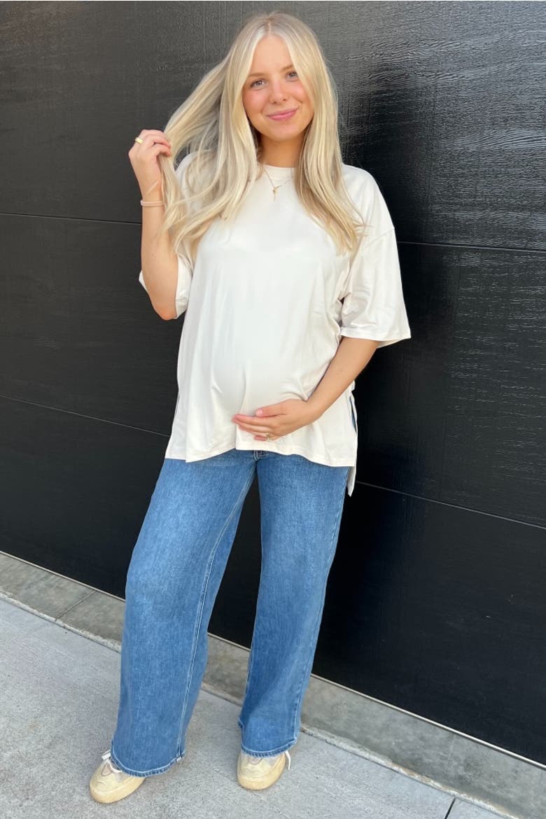 Wide Leg Maternity Jeans, Alternate, color, Blue