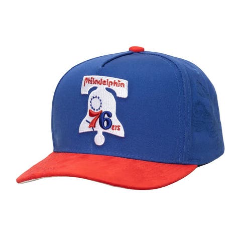 Men's Mitchell & Ness  Blue/Red Philadelphia 76ers May Flowers Adjustable Hat