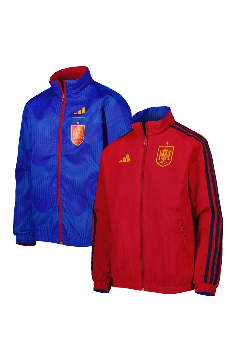 adidas Youth adidas Royal/Red Spain National Team Anthem Full-Zip Reversible Team Jacket, Alternate, color,