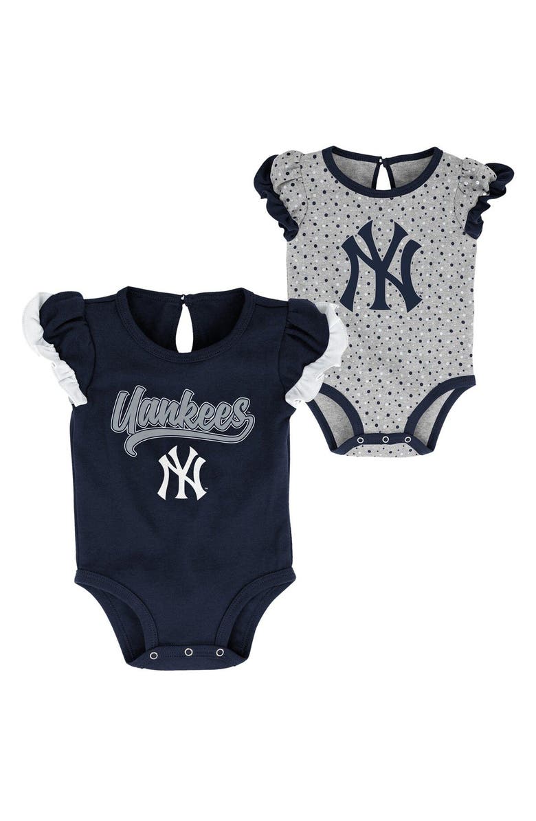 Outerstuff Newborn & Infant Navy/Heathered Gray New York Yankees Scream & Shout Two-Pack Bodysuit Set, Alternate, color, Navy