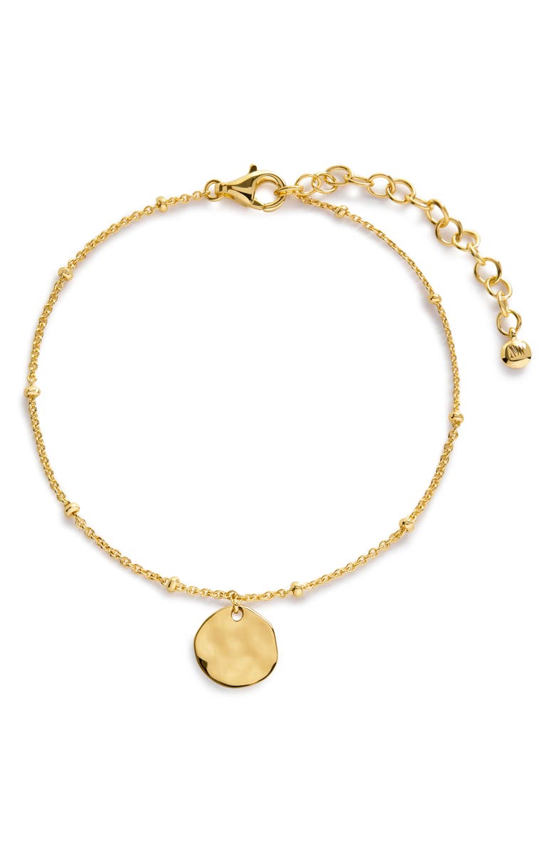 Monica Vinader Siren Muse Hammered Disc Charm Bracelet, Main, color, 18K Gold Vermeil