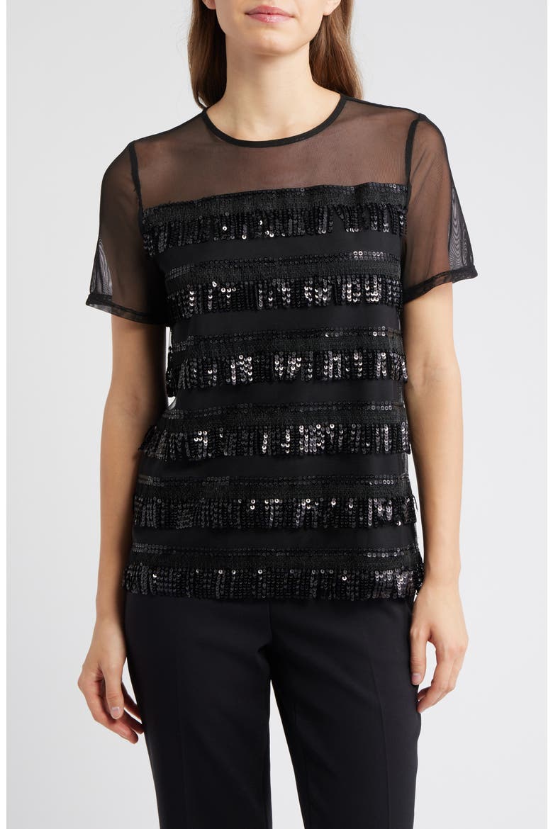 Sequin Fringe Illusion Top, Main, color, ANNE BLACK