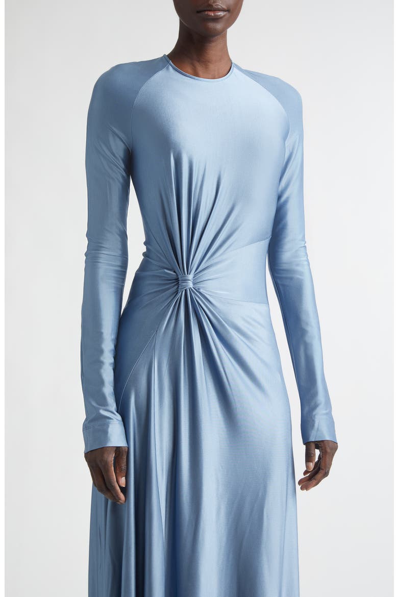 Twist Waist Long Sleeve Jersey Gown, Alternate, color, STONE