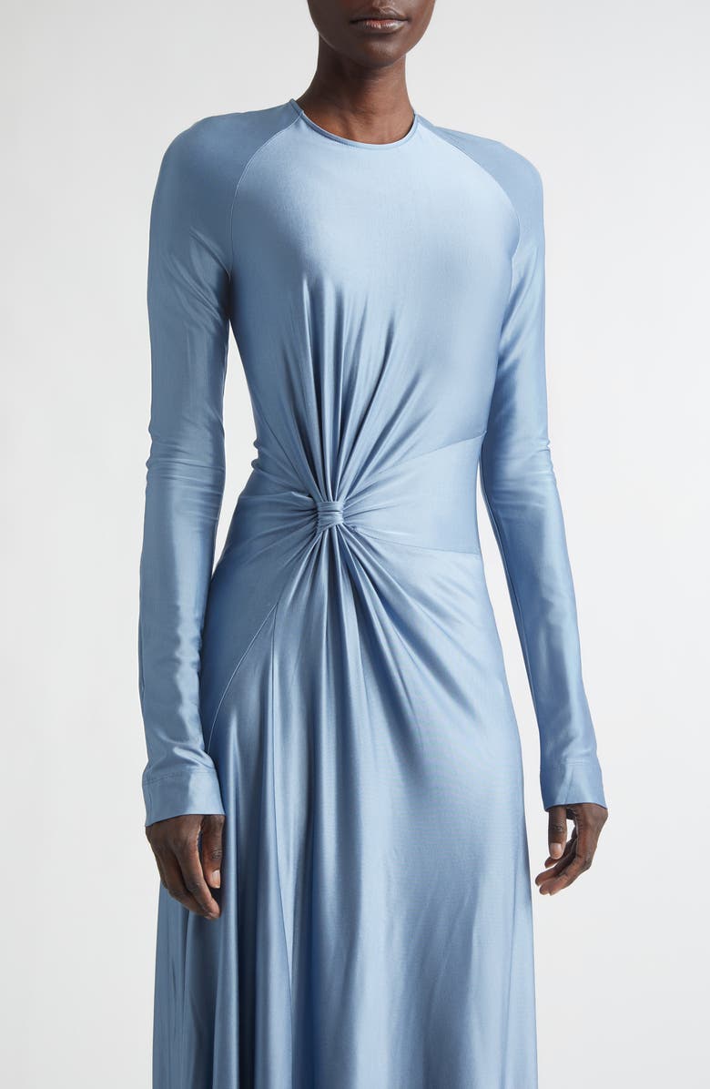 Victoria Beckham Twist Waist Long Sleeve Jersey Gown, Alternate, color, Stone
