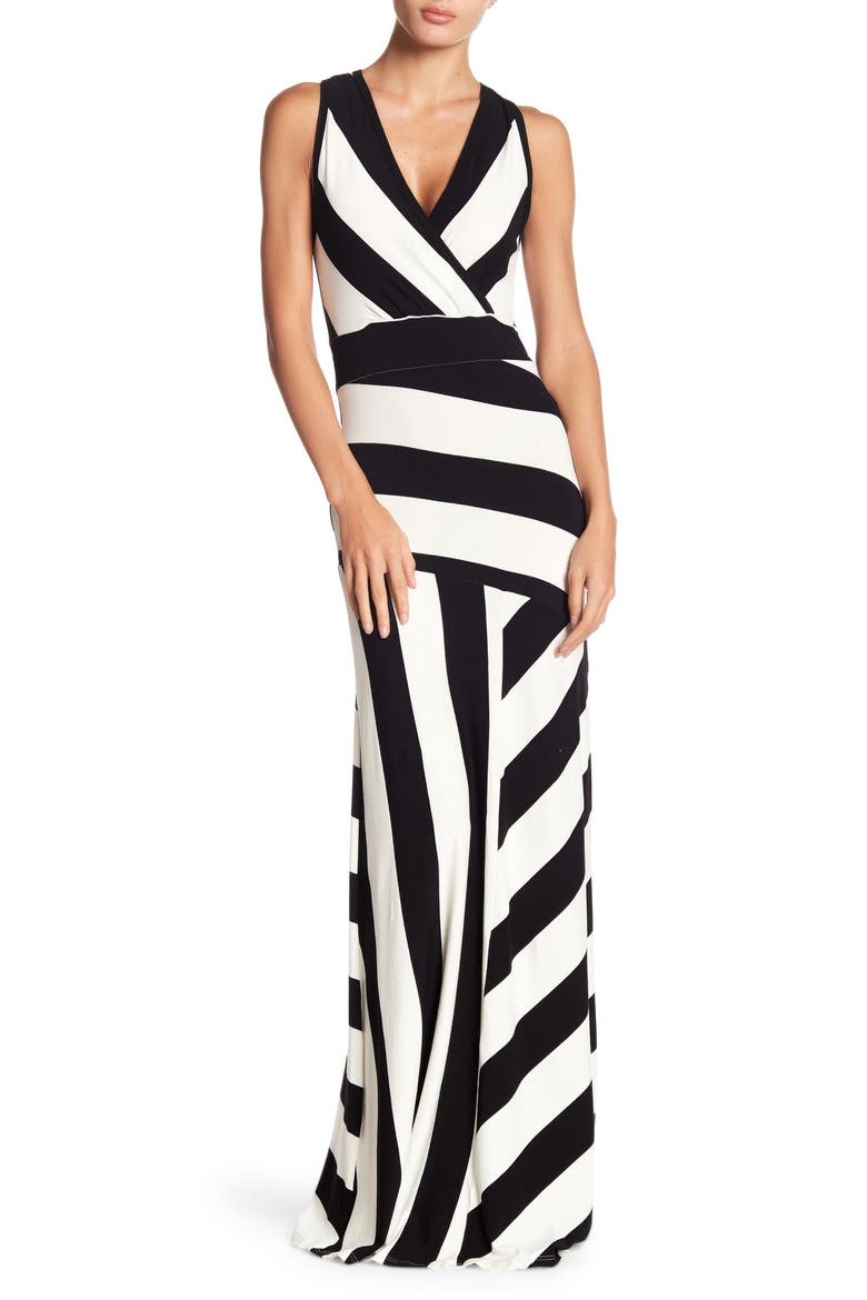 Sleeveless Maxi Stripe Dress, Main, color, BLACK WHITE COLORBLOCK