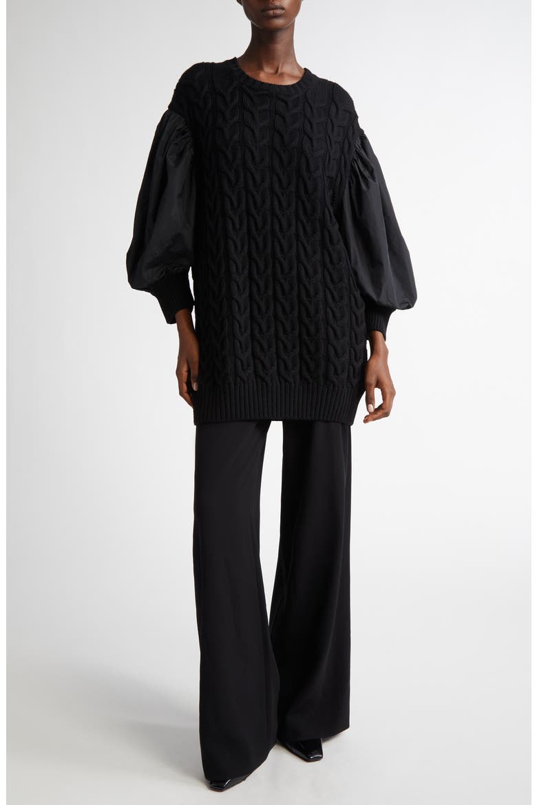Ancella Oversize Mixed Media Sweater, Alternate, color, BLACK