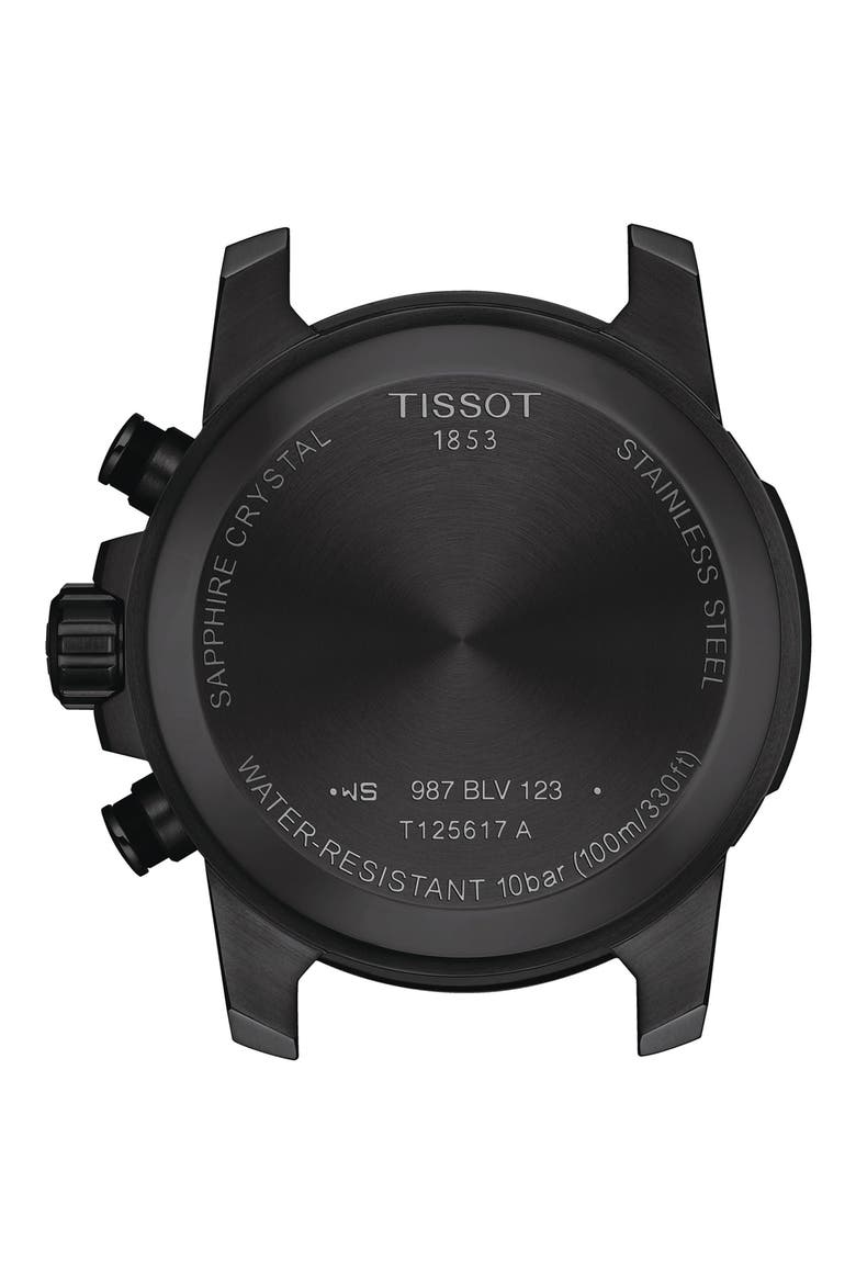 Supersport Leather Strap Chronograph Watch, 45.5mm, Alternate, color, BLACK