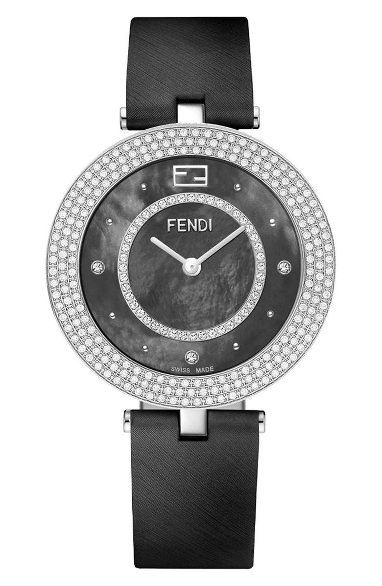 Fendi My Way Diamond Pavé Leather Strap Watch, 36mm - 1.71 