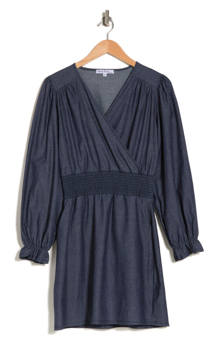 Velvet Torch Long Sleeve Smocked Minidress, Alternate, color,