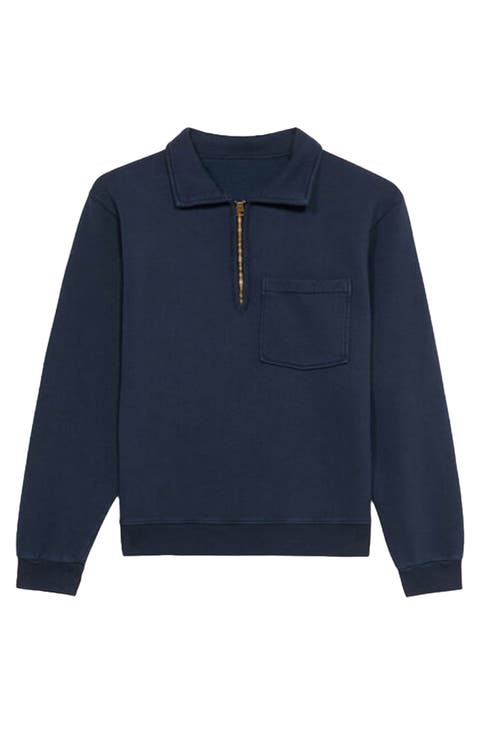 Woven Zip-Up Sweatshirt