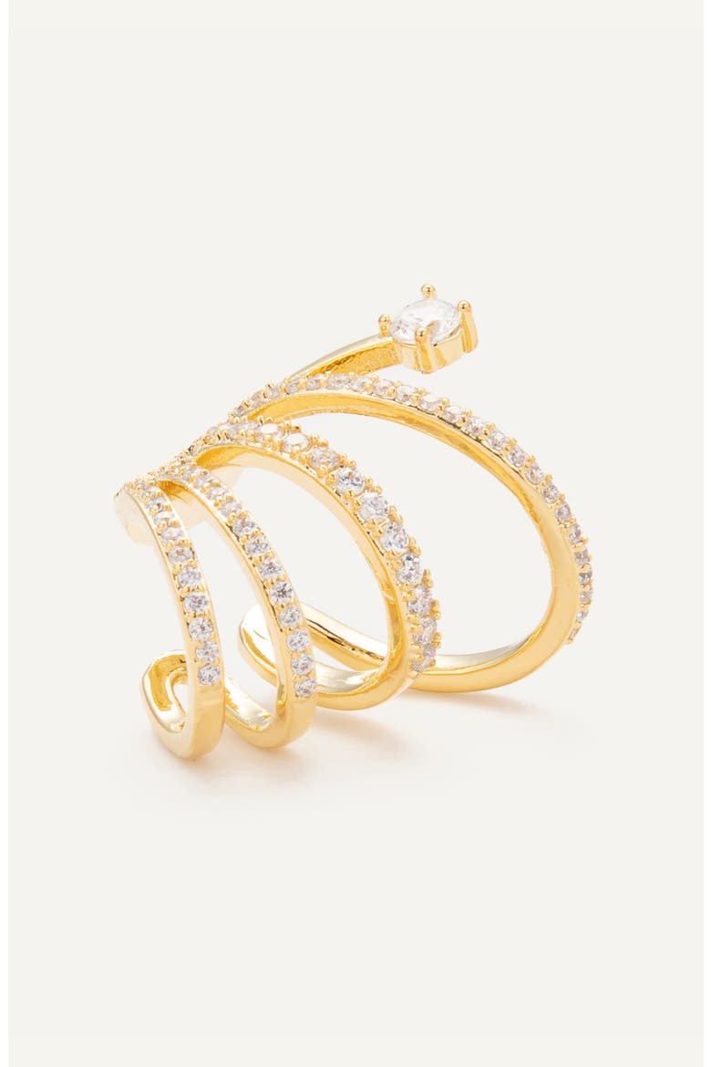 Cubic Zirconia Multilayered Ear Cuff, Alternate, color, GOLD