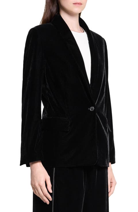 Shawl Collar Velvet Blazer