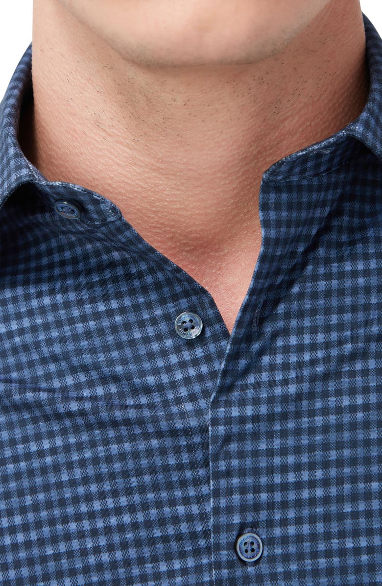 Bugatchi James OoohCotton<sup>®</sup> Microcheck Button-Up Shirt, Alternate, color, Navy