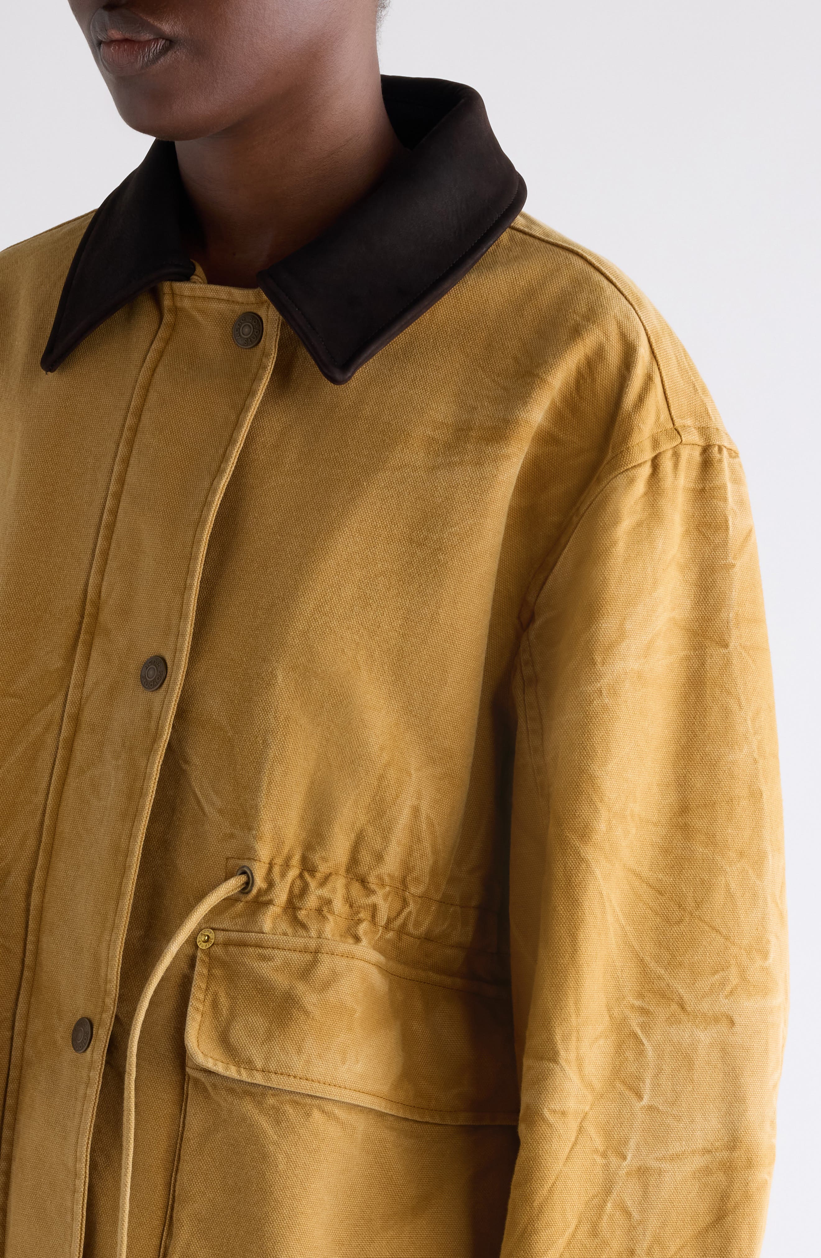 Canvas Work Jacket with Leather Collar (Women) | Nordstrom