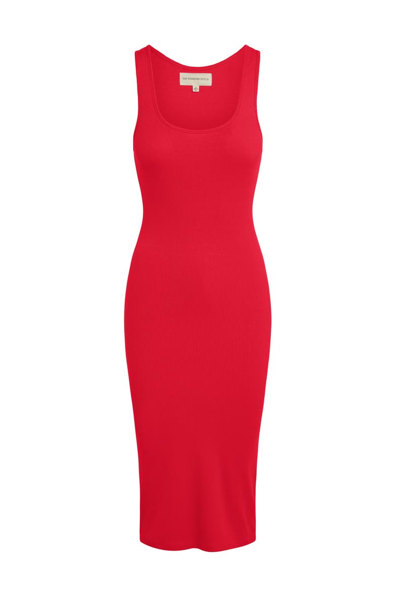 The Scoop Neck Midi Dress, Alternate, color, Red