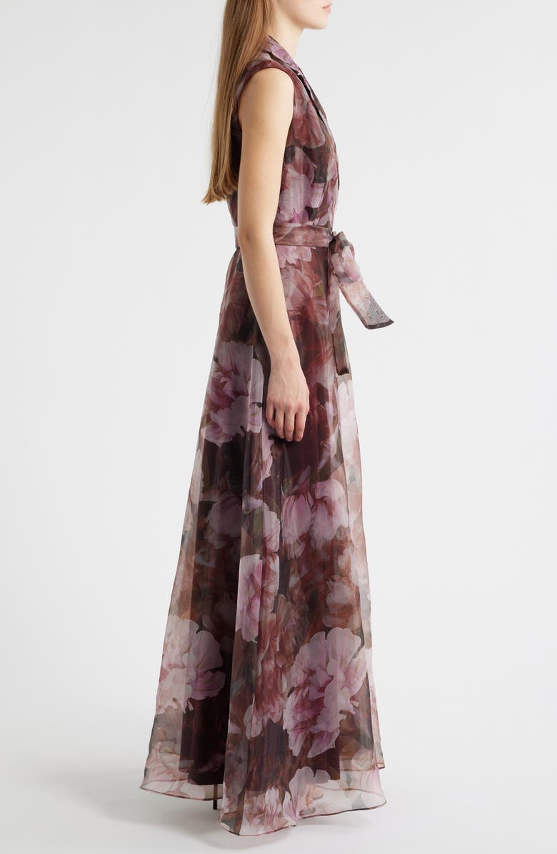 Julia Jordan Floral Sleeveless Gown, Alternate, color, Brown Pink