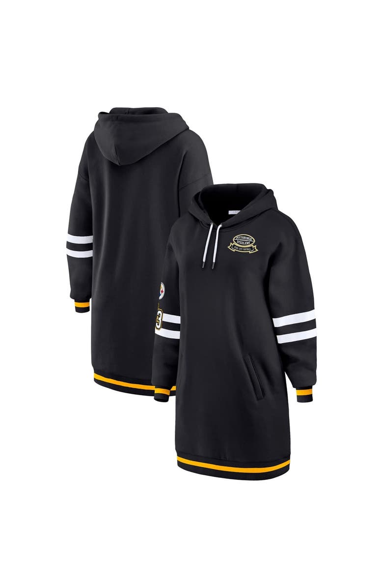WEAR by Erin Andrews Women's WEAR by Erin Andrews Black Pittsburgh Steelers Hoodie Dress, Main, color, Black