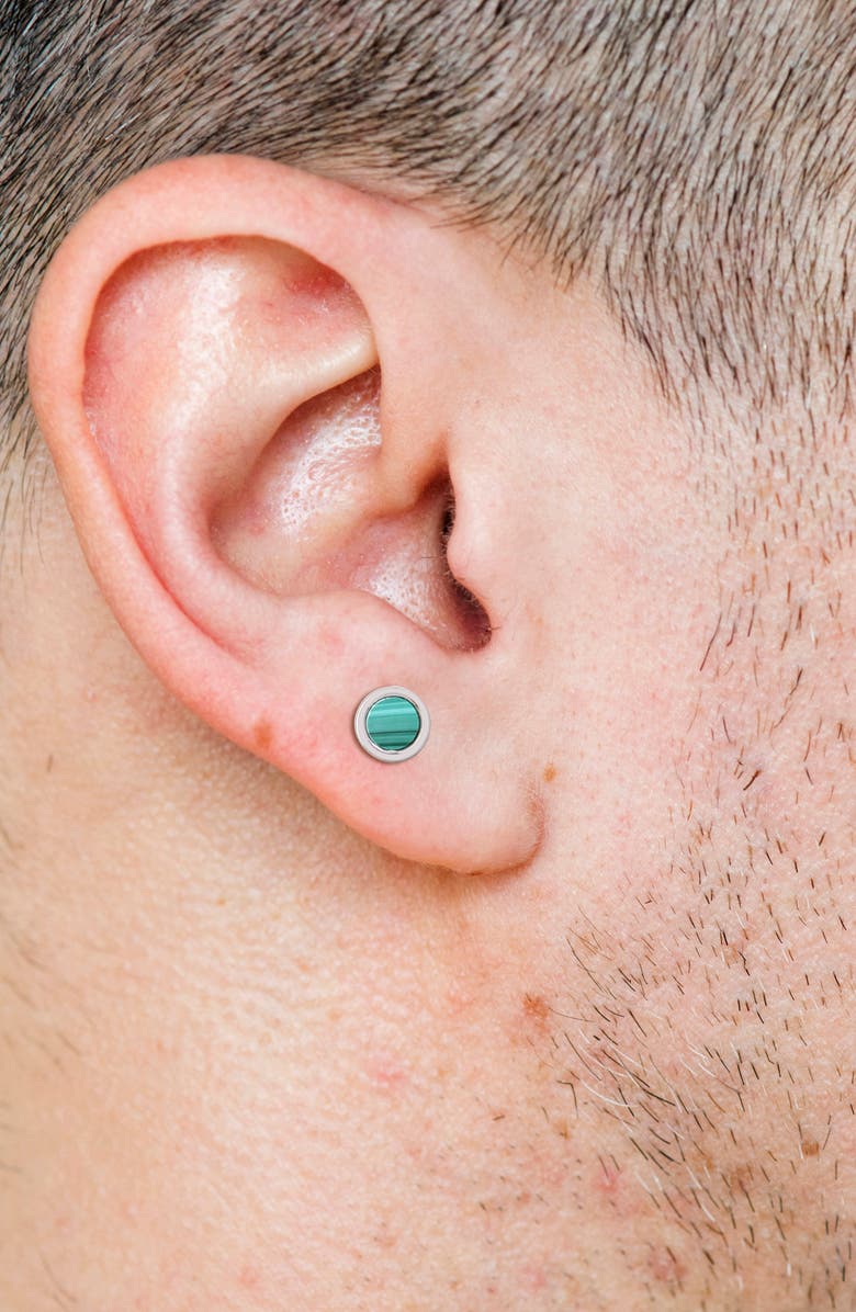 DELMAR Sterling Silver Malachite Stud Earrings, Alternate, color, Green