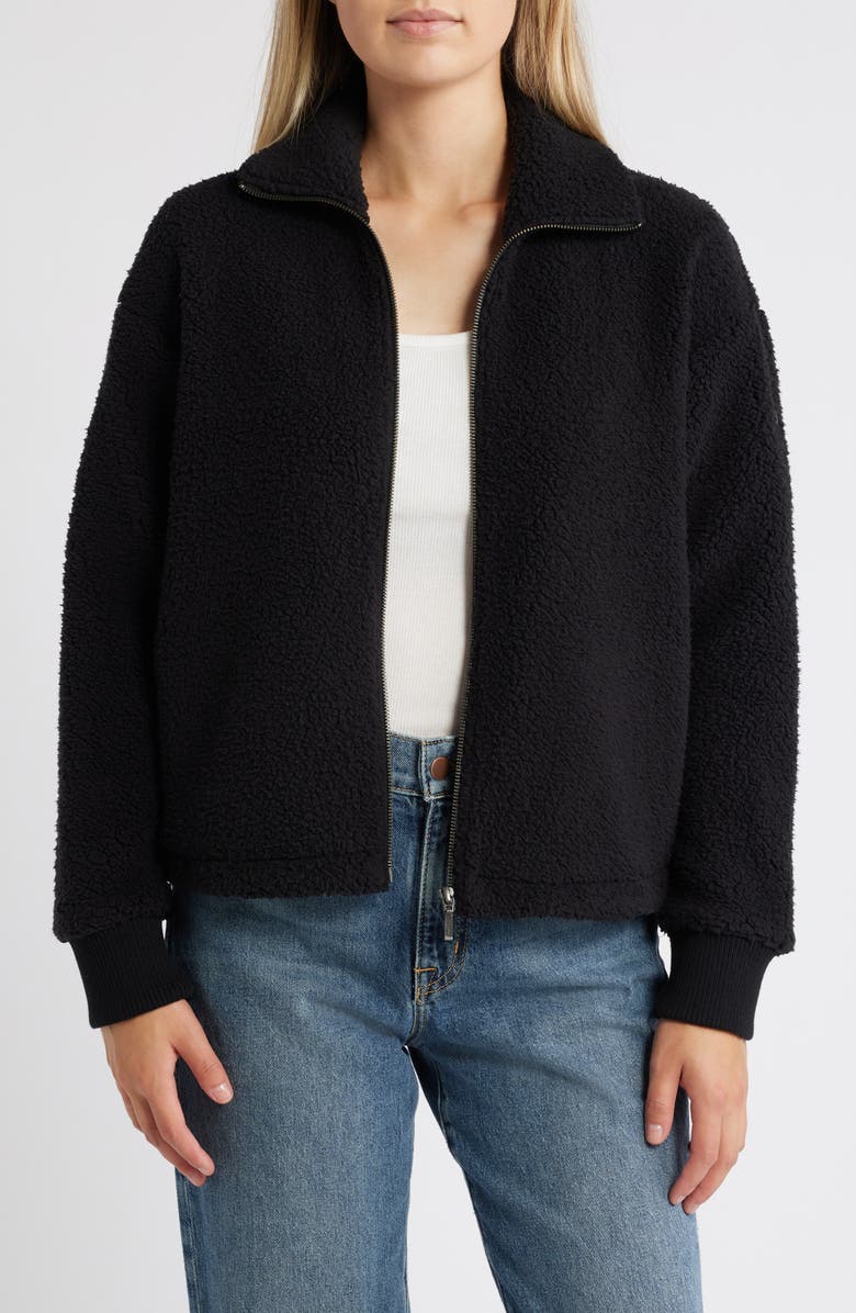 Caslon<sup>®</sup> Brushed Fleece Jacket, Main, color,